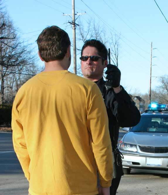 Officer conducting a field sobriety test
