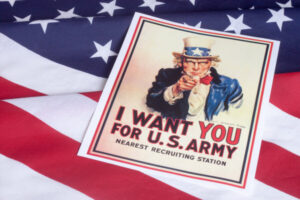 post on us flag with Uncle Sam -  I want you for the US Army